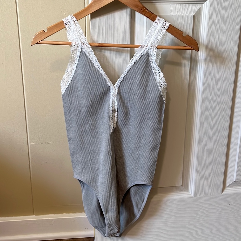 Gray lace bodysuit